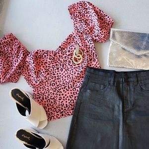 Pink leopard top